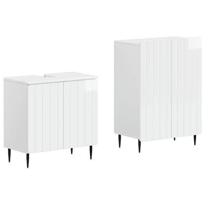 vidaXL 2 Piece Bathroom Cabinet Set ZWOLLE High Gloss White
