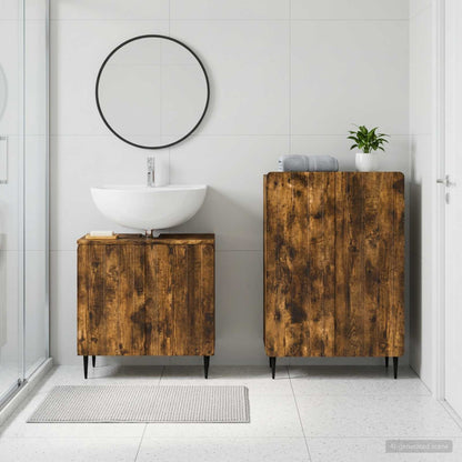 vidaXL 2 Piece Bathroom Cabinet Set ZWOLLE Smoked Oak Engineered Wood