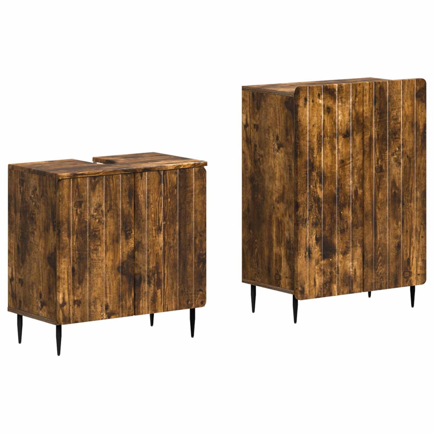 vidaXL 2 Piece Bathroom Cabinet Set ZWOLLE Smoked Oak Engineered Wood
