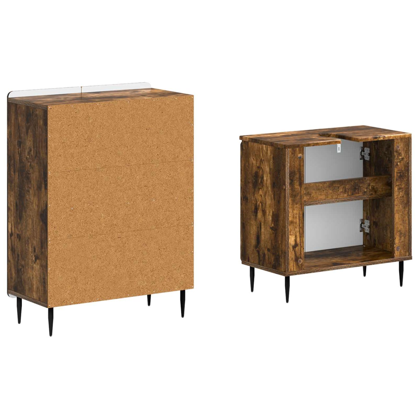 vidaXL 2 Piece Bathroom Cabinet Set ZWOLLE Smoked Oak Engineered Wood