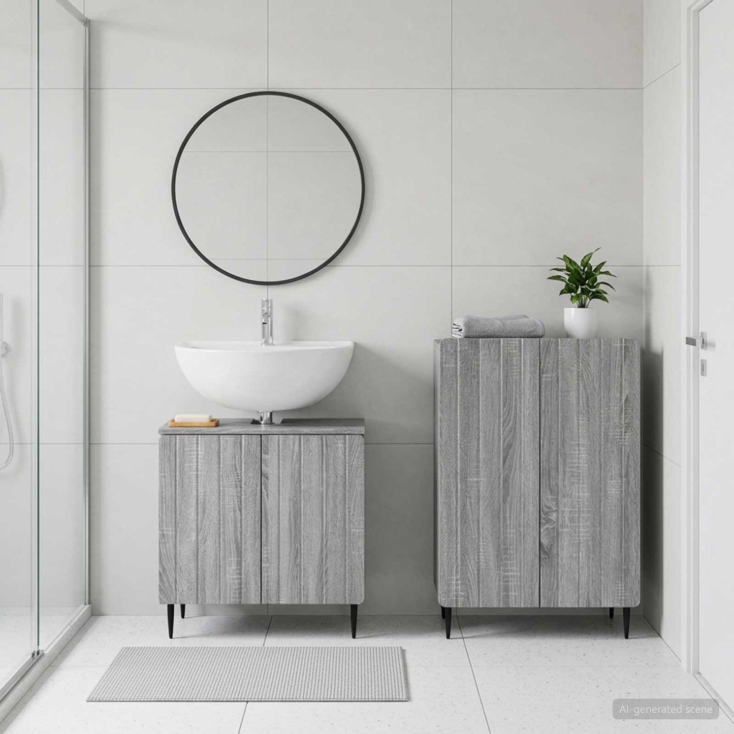 vidaXL 2 Piece Bathroom Cabinet Set ZWOLLE Grey Sonoma Engineered Wood