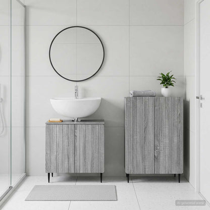 vidaXL 2 Piece Bathroom Cabinet Set ZWOLLE Grey Sonoma Engineered Wood