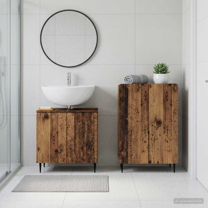 vidaXL 2 Piece Bathroom Cabinet Set ZWOLLE Old Wood Engineered Wood