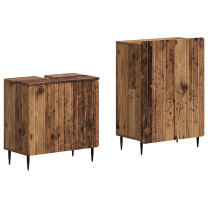 vidaXL 2 Piece Bathroom Cabinet Set ZWOLLE Old Wood Engineered Wood