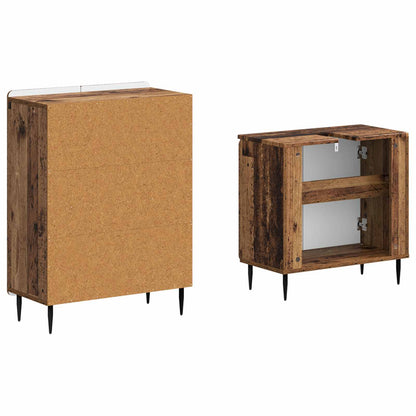 vidaXL 2 Piece Bathroom Cabinet Set ZWOLLE Old Wood Engineered Wood
