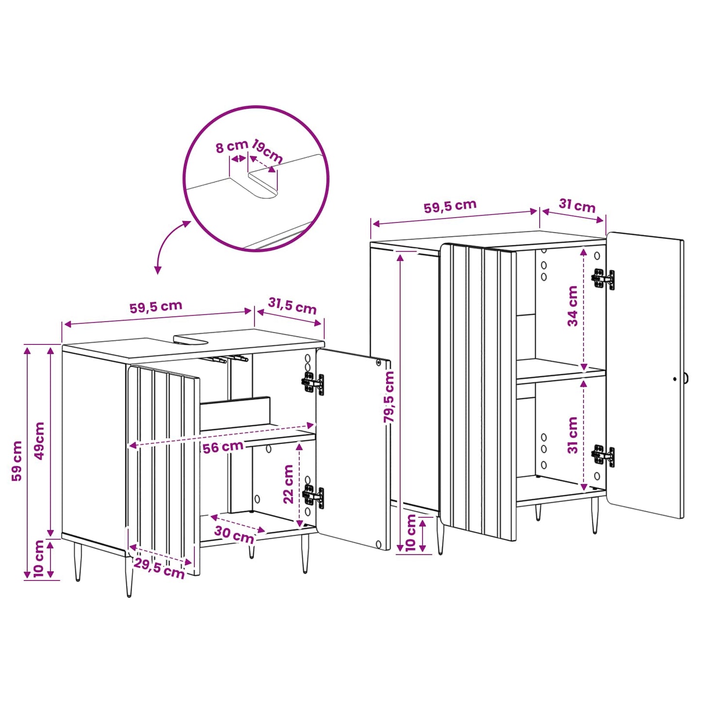 vidaXL 2 Piece Bathroom Cabinet Set ZWOLLE Old Wood Engineered Wood