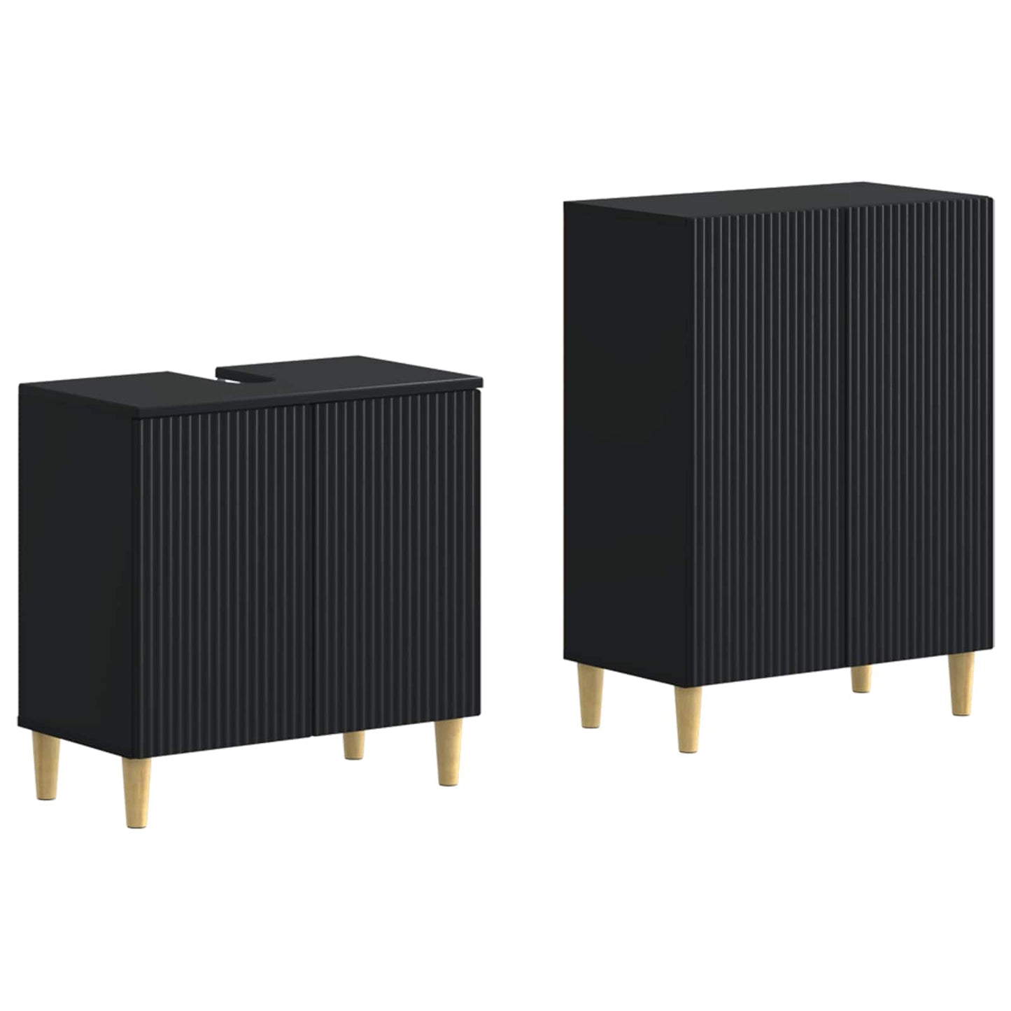 vidaXL 2 Piece Bathroom Cabinet Set ARNHEM Black Engineered Wood