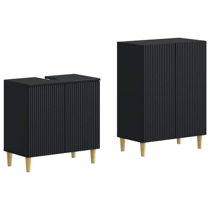vidaXL 2 Piece Bathroom Cabinet Set ARNHEM Black Engineered Wood
