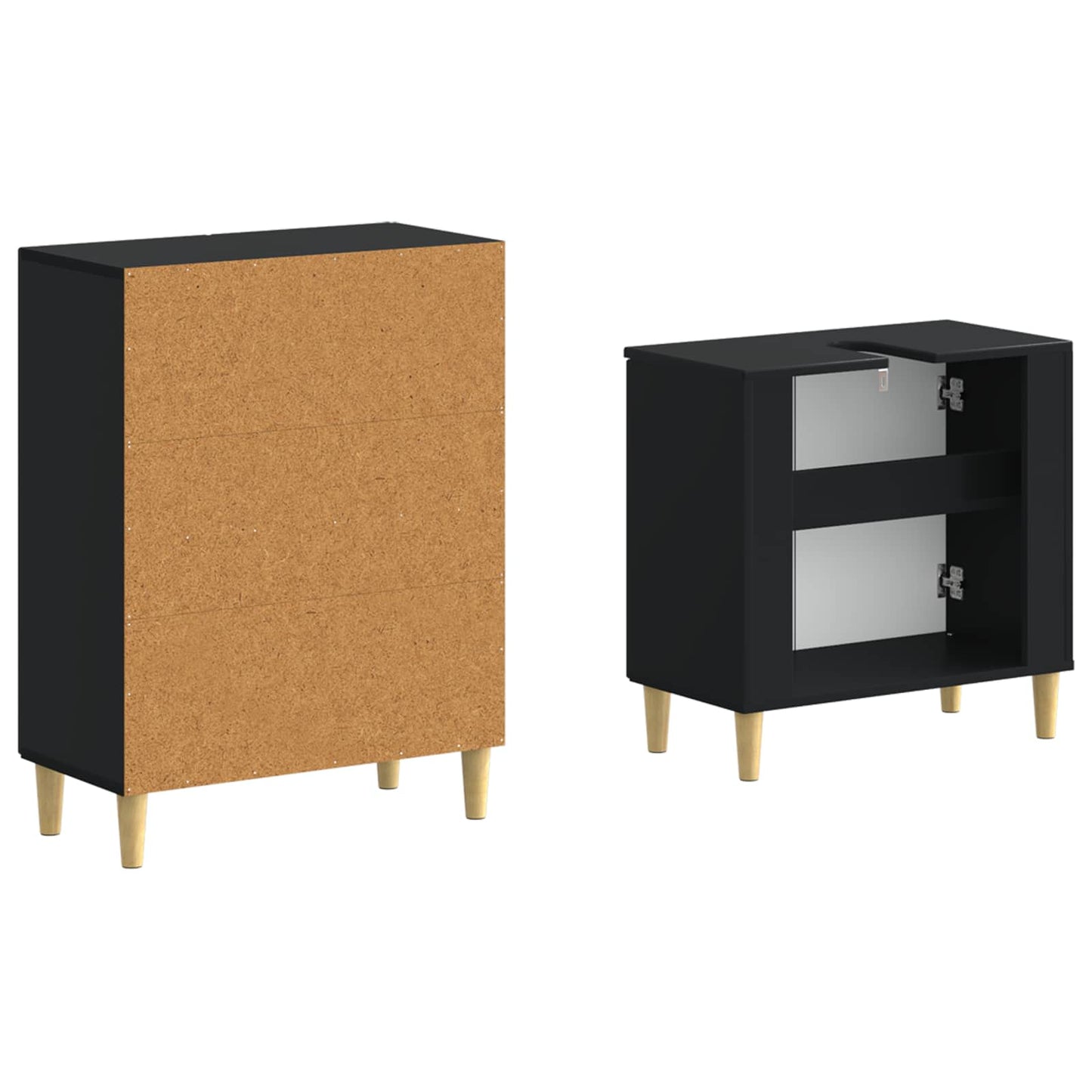 vidaXL 2 Piece Bathroom Cabinet Set ARNHEM Black Engineered Wood