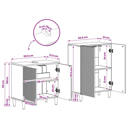 vidaXL 2 Piece Bathroom Cabinet Set ARNHEM Black Engineered Wood