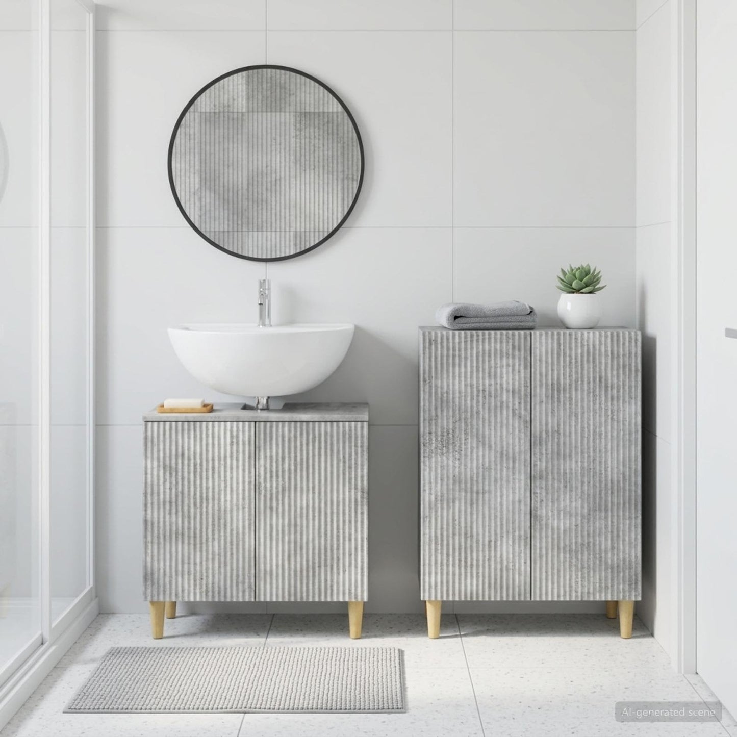 vidaXL 2 Piece Bathroom Cabinet Set ARNHEM Concrete Grey
