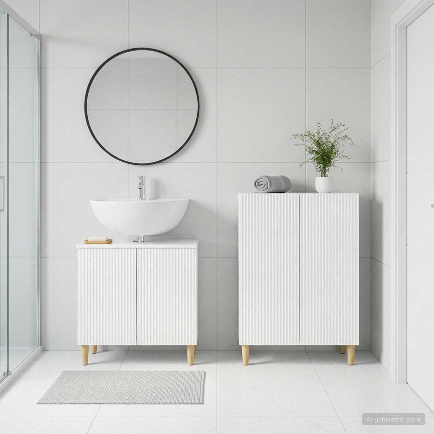 vidaXL 2 Piece Bathroom Cabinet Set ARNHEM High Gloss White