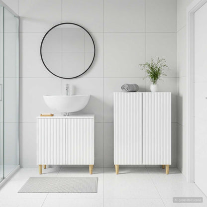 vidaXL 2 Piece Bathroom Cabinet Set ARNHEM High Gloss White