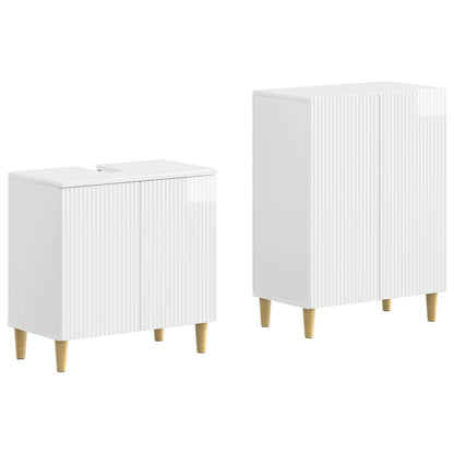 vidaXL 2 Piece Bathroom Cabinet Set ARNHEM High Gloss White