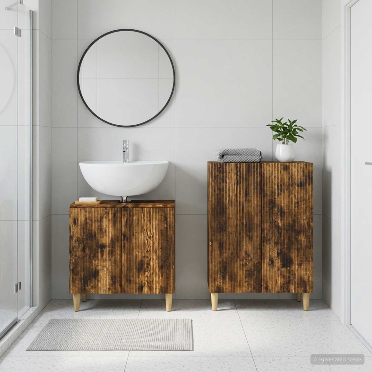 vidaXL 2 Piece Bathroom Cabinet Set ARNHEM Smoked Oak Engineered Wood