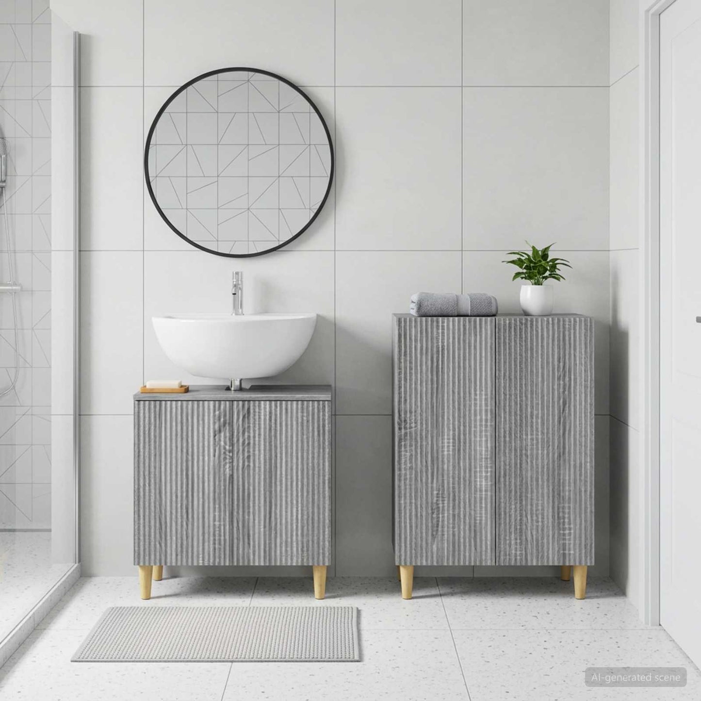 vidaXL 2 Piece Bathroom Cabinet Set ARNHEM Grey Sonoma Engineered Wood