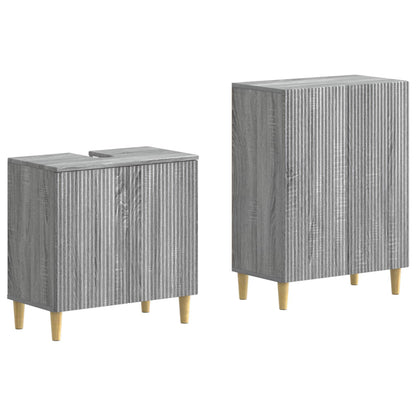 vidaXL 2 Piece Bathroom Cabinet Set ARNHEM Grey Sonoma Engineered Wood