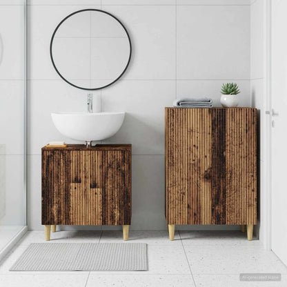 vidaXL 2 Piece Bathroom Cabinet Set ARNHEM Old Wood Engineered Wood