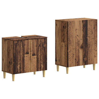 vidaXL 2 Piece Bathroom Cabinet Set ARNHEM Old Wood Engineered Wood
