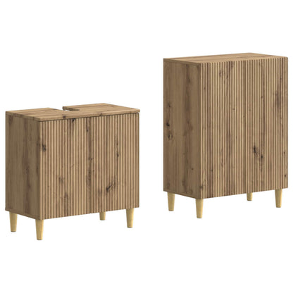 vidaXL 2 Piece Bathroom Cabinet Set ARNHEM Artisan Oak Engineered Wood