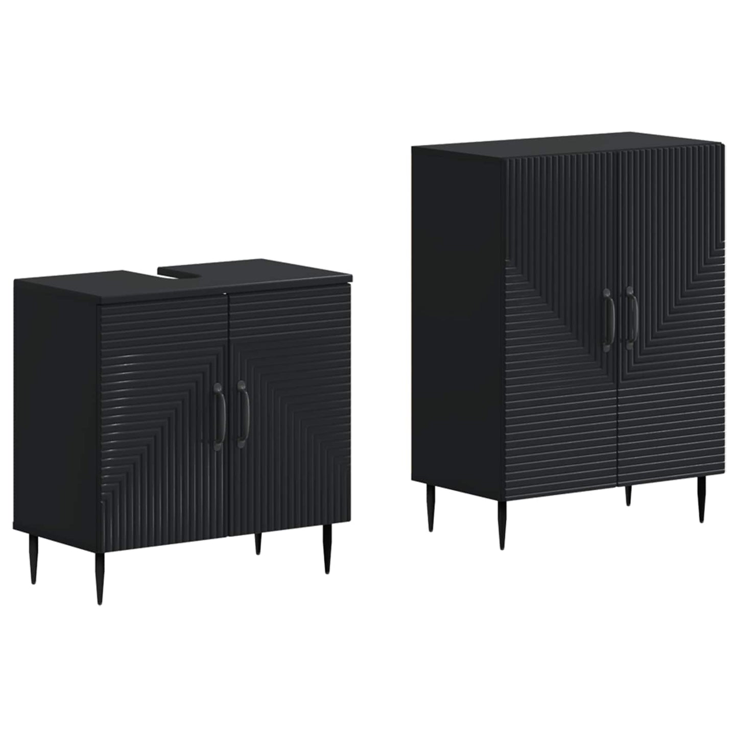 vidaXL 2 Piece Bathroom Cabinet Set HAARLEM Black Engineered Wood