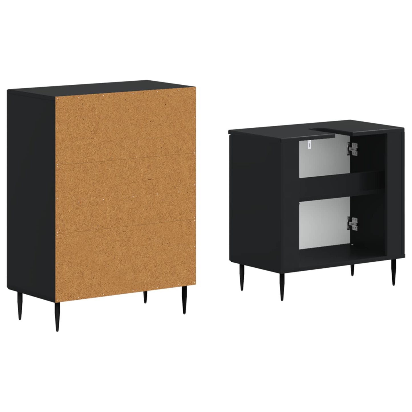 vidaXL 2 Piece Bathroom Cabinet Set HAARLEM Black Engineered Wood