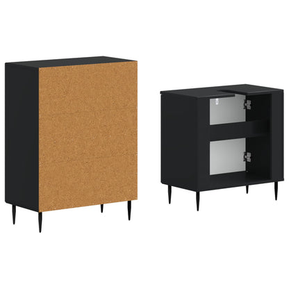 vidaXL 2 Piece Bathroom Cabinet Set HAARLEM Black Engineered Wood