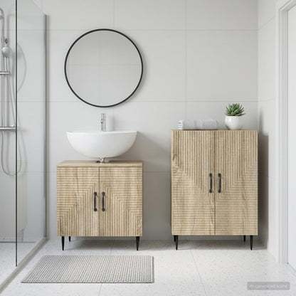vidaXL 2 Piece Bathroom Cabinet Set HAARLEM Sonoma Oak Engineered Wood