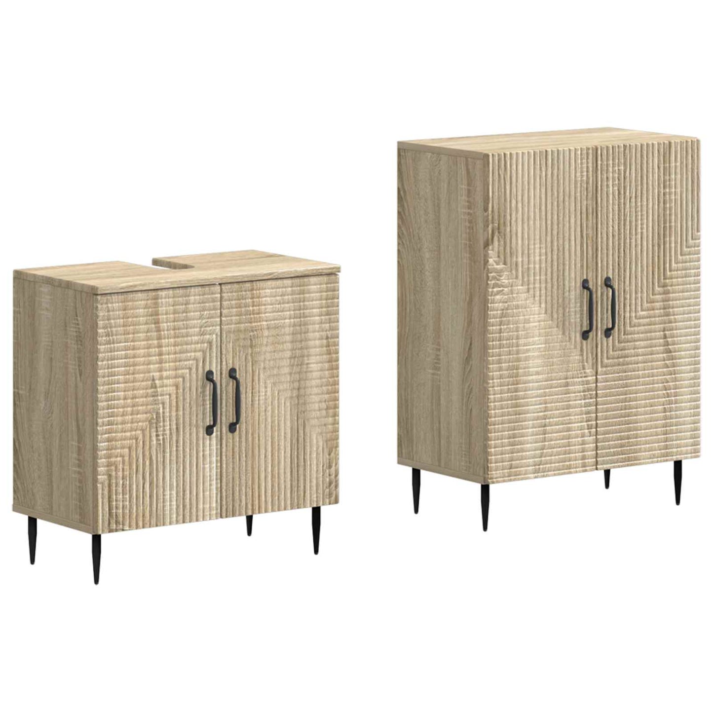 vidaXL 2 Piece Bathroom Cabinet Set HAARLEM Sonoma Oak Engineered Wood