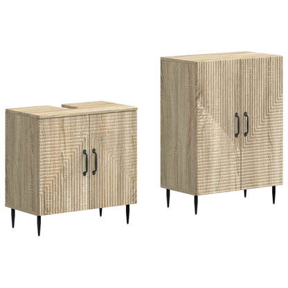 vidaXL 2 Piece Bathroom Cabinet Set HAARLEM Sonoma Oak Engineered Wood