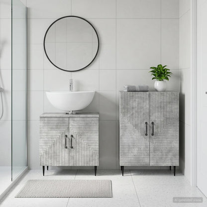 vidaXL 2 Piece Bathroom Cabinet Set HAARLEM Concrete Grey