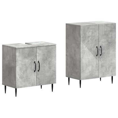 vidaXL 2 Piece Bathroom Cabinet Set HAARLEM Concrete Grey