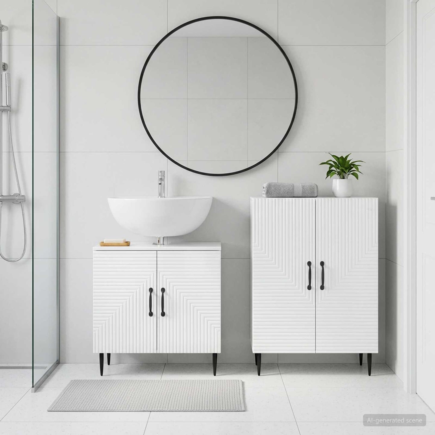 vidaXL 2 Piece Bathroom Cabinet Set HAARLEM High Gloss White