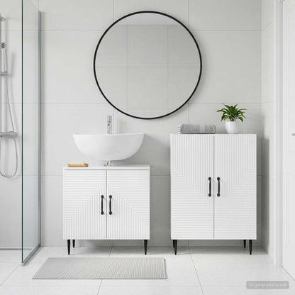 vidaXL 2 Piece Bathroom Cabinet Set HAARLEM High Gloss White