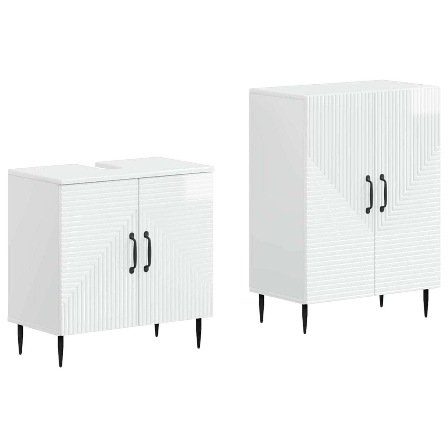 vidaXL 2 Piece Bathroom Cabinet Set HAARLEM High Gloss White