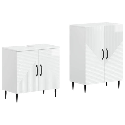 vidaXL 2 Piece Bathroom Cabinet Set HAARLEM High Gloss White