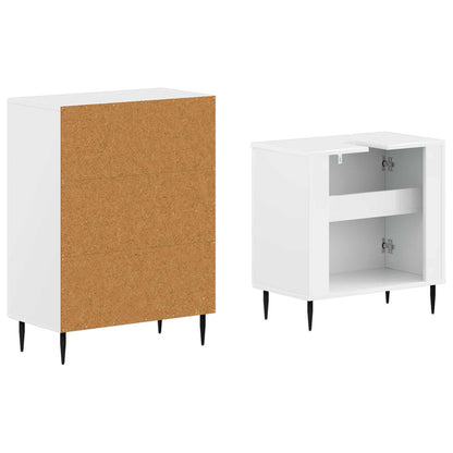 vidaXL 2 Piece Bathroom Cabinet Set HAARLEM High Gloss White