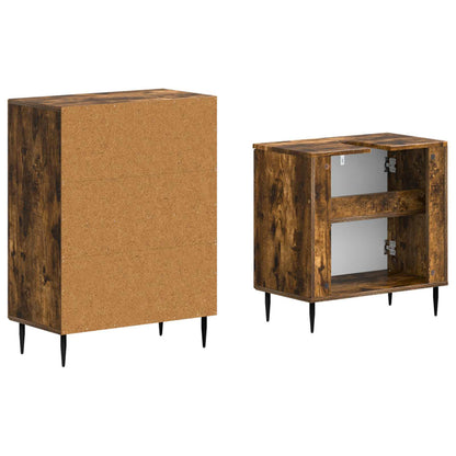 vidaXL 2 Piece Bathroom Cabinet Set HAARLEM Smoked Oak Engineered Wood