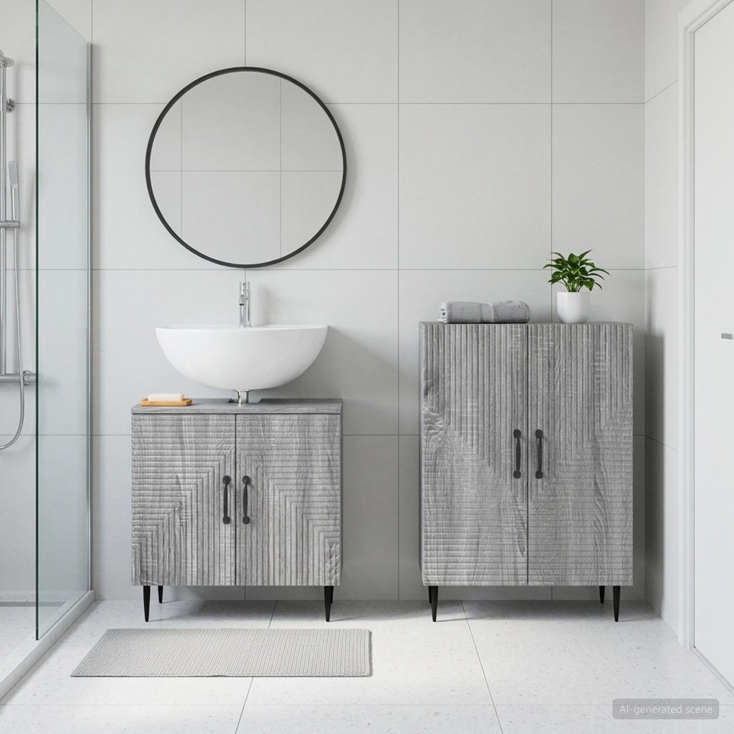 vidaXL 2 Piece Bathroom Cabinet Set HAARLEM Grey Sonoma