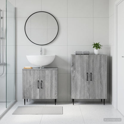 vidaXL 2 Piece Bathroom Cabinet Set HAARLEM Grey Sonoma
