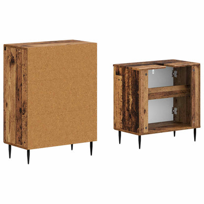 vidaXL 2 Piece Bathroom Cabinet Set HAARLEM Old Wood Engineered Wood