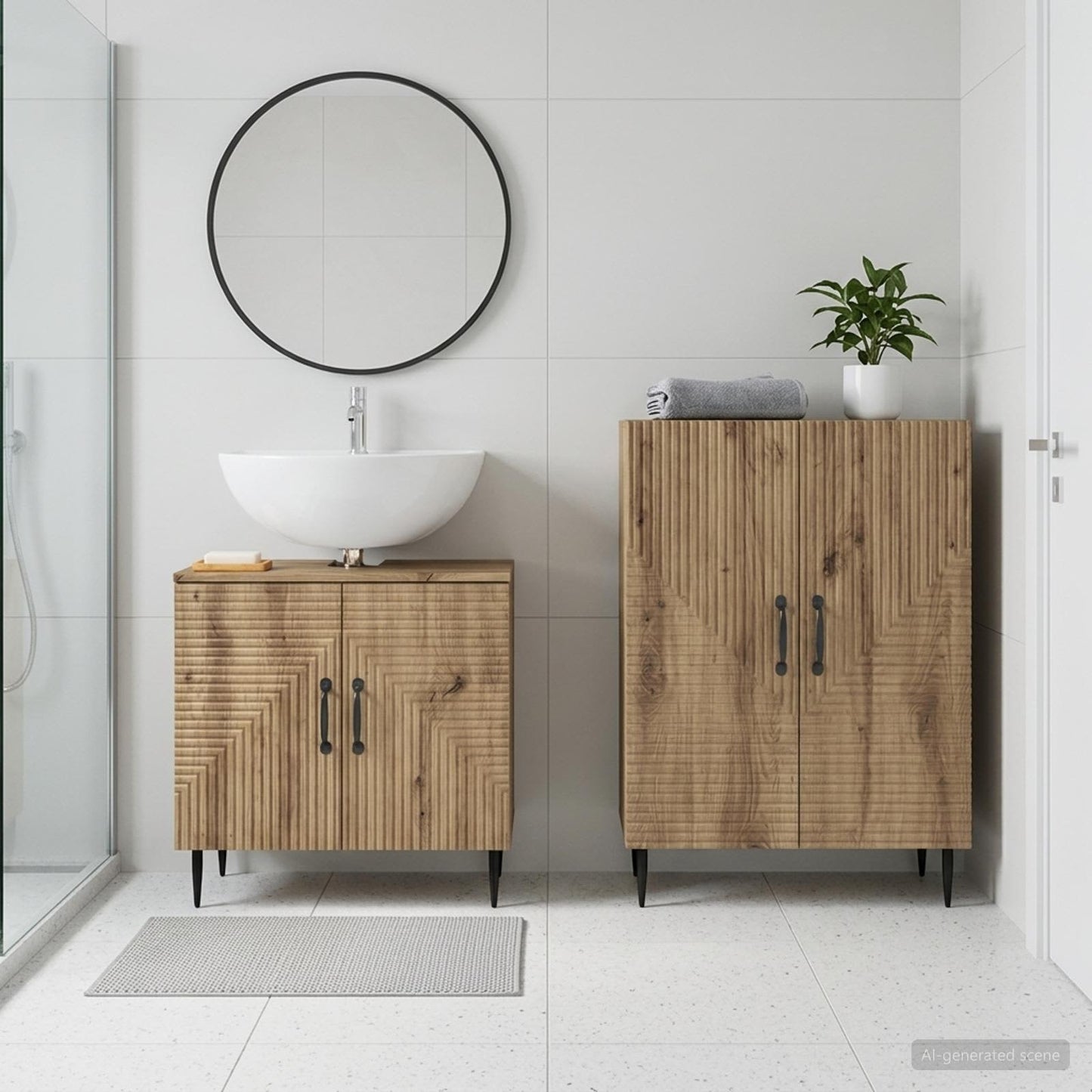 vidaXL 2 Piece Bathroom Cabinet Set HAARLEM Artisan Oak
