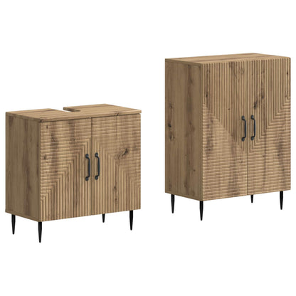 vidaXL 2 Piece Bathroom Cabinet Set HAARLEM Artisan Oak