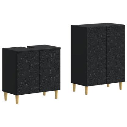 vidaXL 2 Piece Bathroom Cabinet Set DELFT Black Engineered Wood
