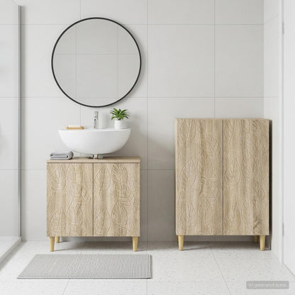 vidaXL 2 Piece Bathroom Cabinet Set DELFT Sonoma Oak Engineered Wood