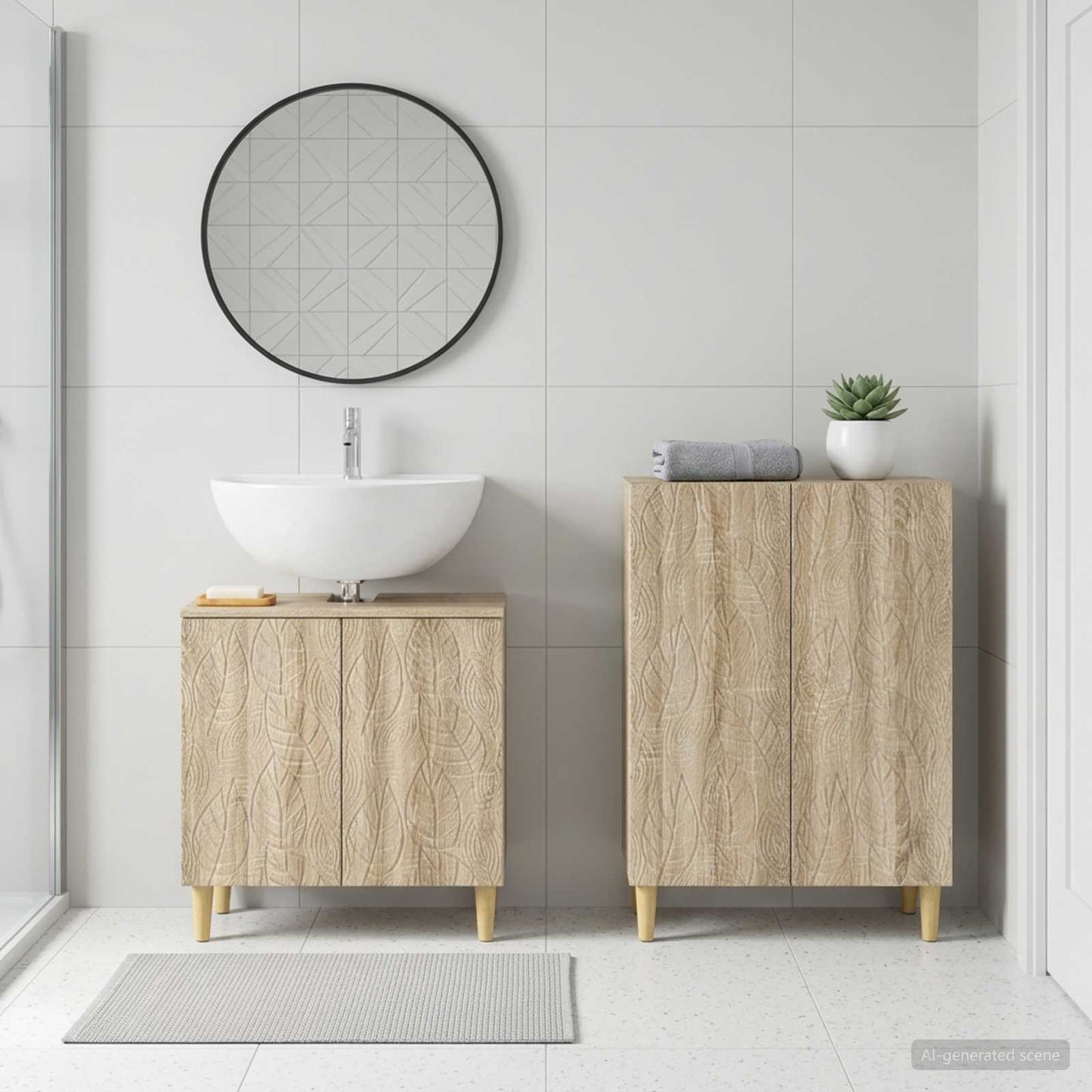 vidaXL 2 Piece Bathroom Cabinet Set DELFT Sonoma Oak Engineered Wood