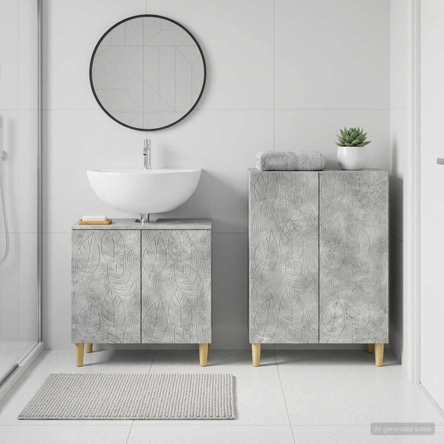 vidaXL 2 Piece Bathroom Cabinet Set DELFT Concrete Grey