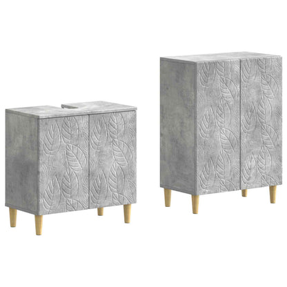 vidaXL 2 Piece Bathroom Cabinet Set DELFT Concrete Grey