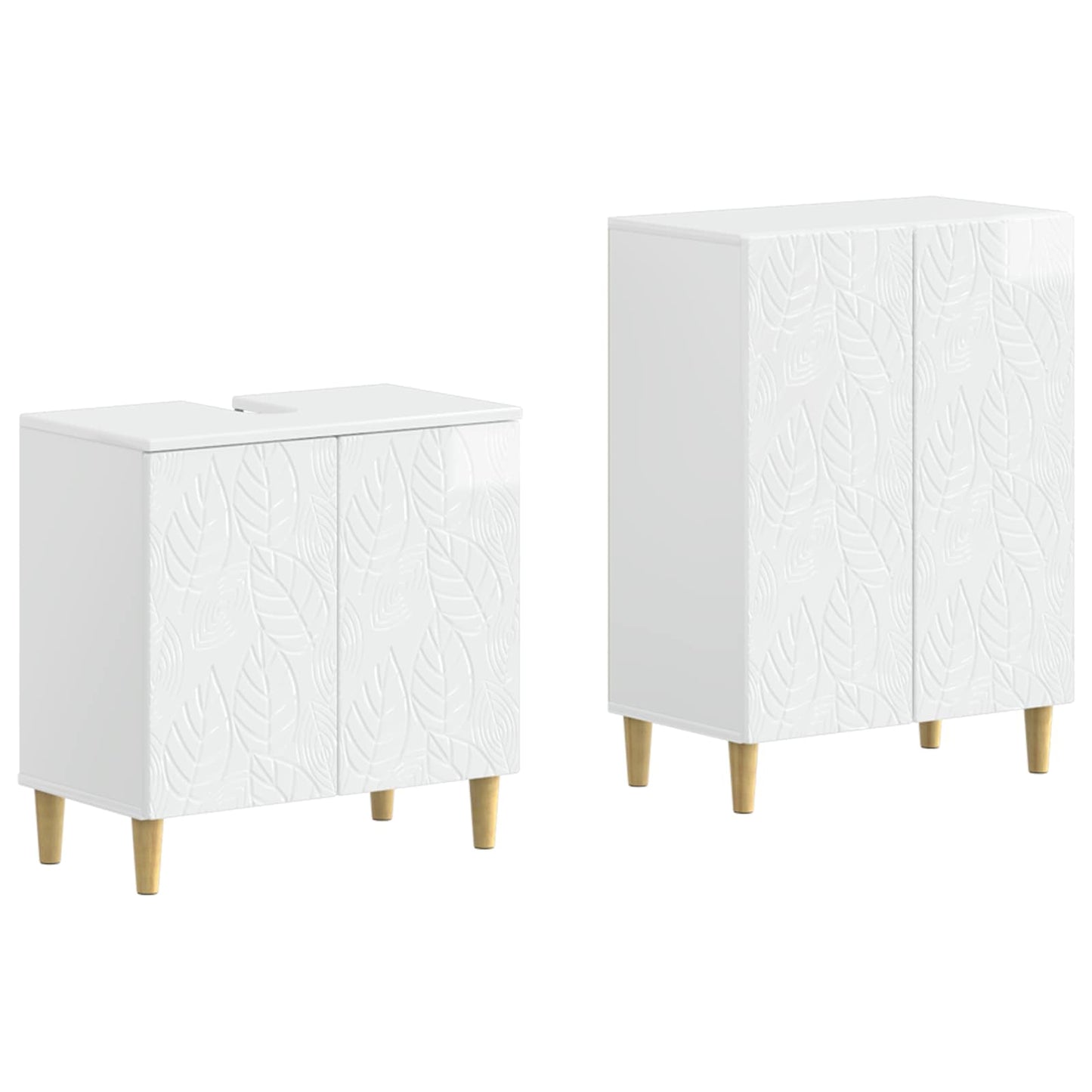 vidaXL 2 Piece Bathroom Cabinet Set DELFT High Gloss White