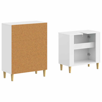 vidaXL 2 Piece Bathroom Cabinet Set DELFT High Gloss White
